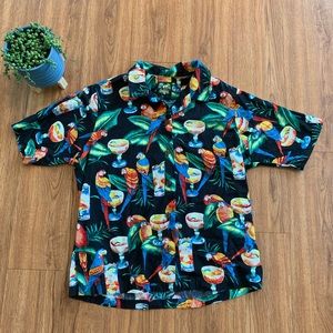 Benny’s Hawaiian Shirt Large Parrots Margarita